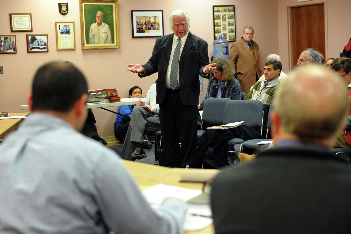 Arthur Bogan, with the Valley Regional Planning Agency, gives an assessment of the clean up of O'Sullivan Island during a Board of Alderman meeting in Derby City Hall in Derby, Conn. on Wednesday January 22, 2014.
