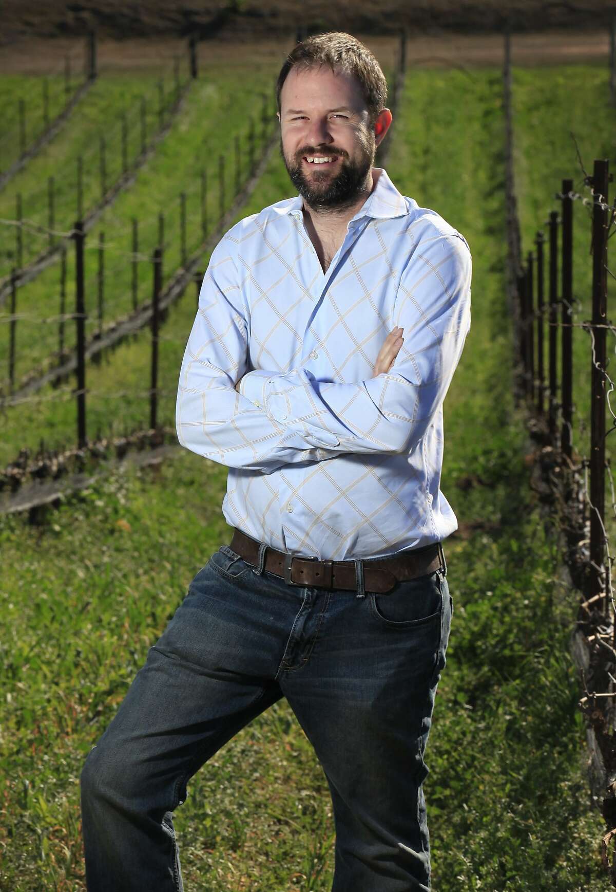 Graham Tatomer, 35, pictured among some of his dormant vines Jan. 22, 2014 at the vineyard Duvarita in Lompoc, Calif. Tatomer started his own label in 2008 but has been in the industry since he was 16 years old.