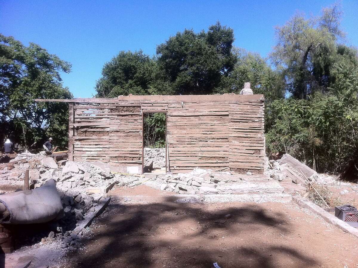 The Briones wall, built in the 1840s, during 2011 demolition of the Juana Briones home in the Palo Alto hills.