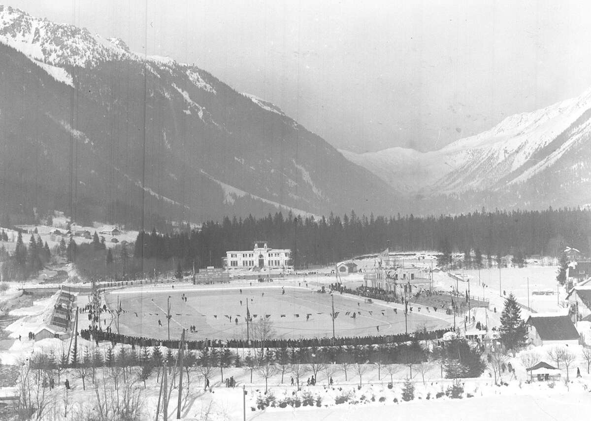 The Olympic Stadium at Chamonix, France, is seen in 1924.