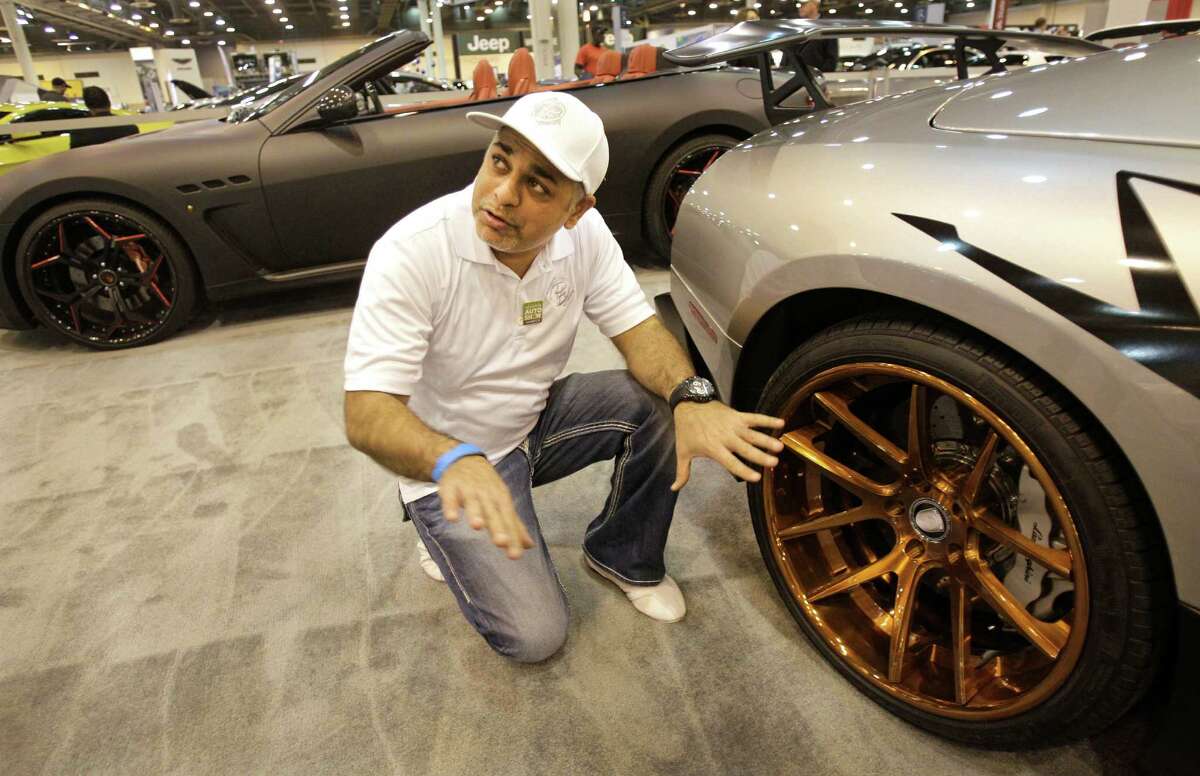 Taza Zohar, owner of Progressive Autosports, designed these copper-finish wheels for a car on display at Reliant Center. Total cost: $15,000 for a set of four.