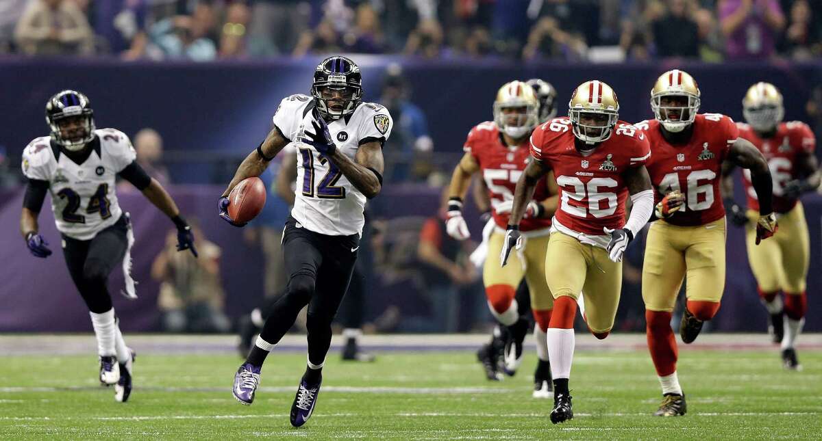 14. Super Bowl XLVII Baltimore 34, San Francisco 31: Jacoby Jones' 108-yard kickoff return put the Ravens up 28-6 early in the third quarter, but after a 34-minute delay due to a power outage, the 49ers staged a furious comeback. A missed two-point conversion could have tied the game with five minutes left, but the Ravens held on to send Ray Lewis into retirement with a ring.