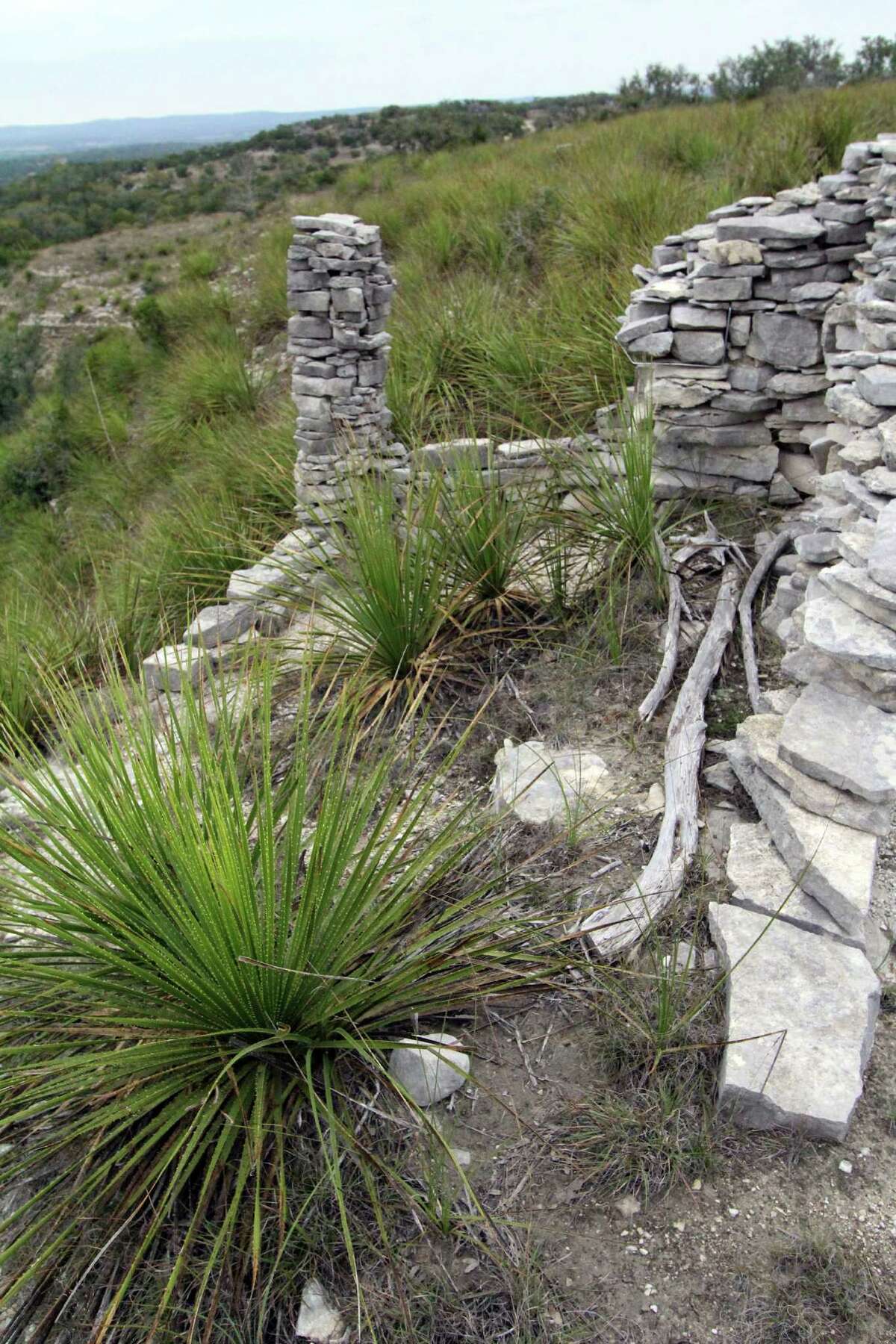 An arrangement of rocks at the top of the hill on Phil EvettÕs Blanco property.