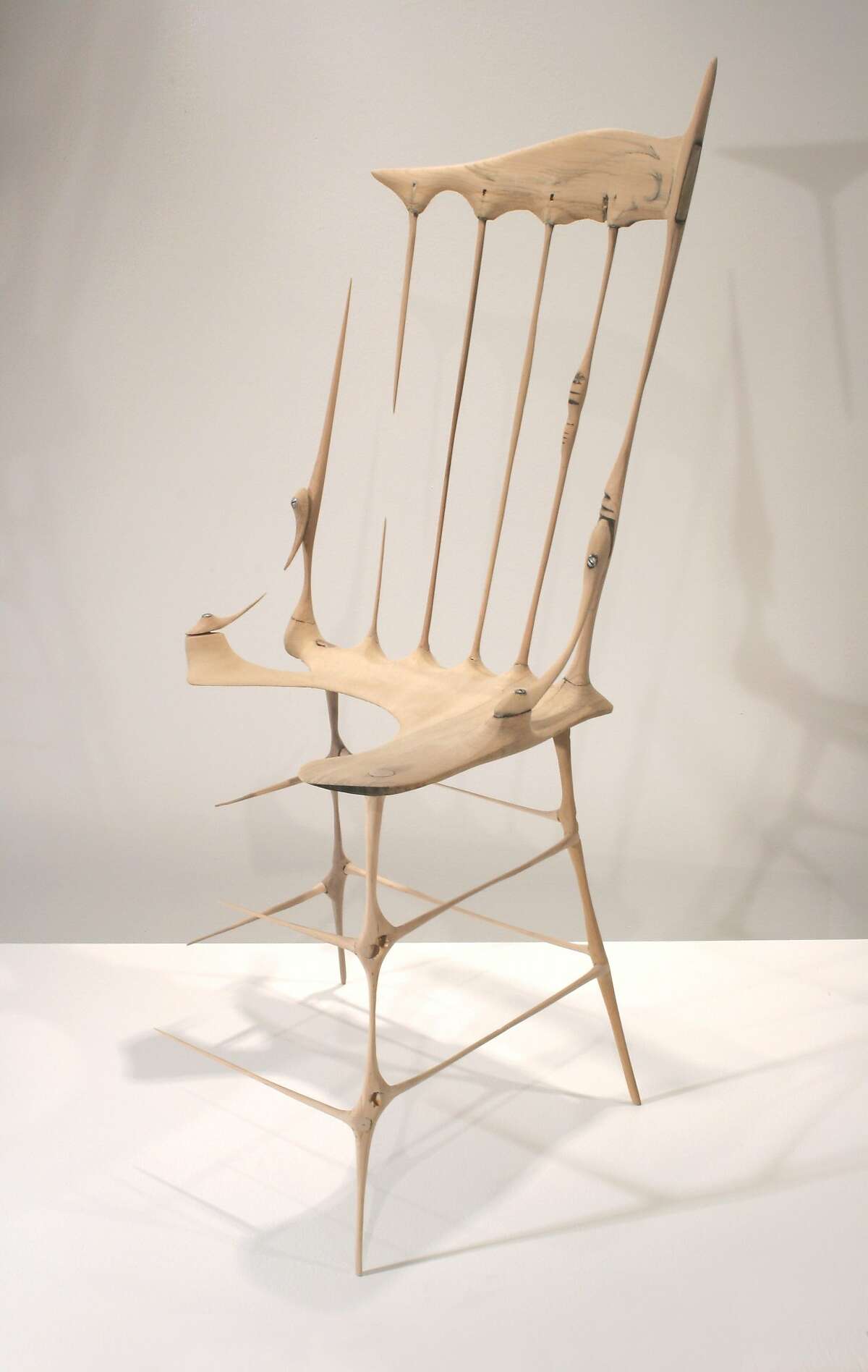 Drew Daly, "Remnant," (2004-05). Sanded oak chair, 36 x 14 x 15 inches. On view in "Obsessive Reductive" at San Francisco's Museum of Craft and Design.