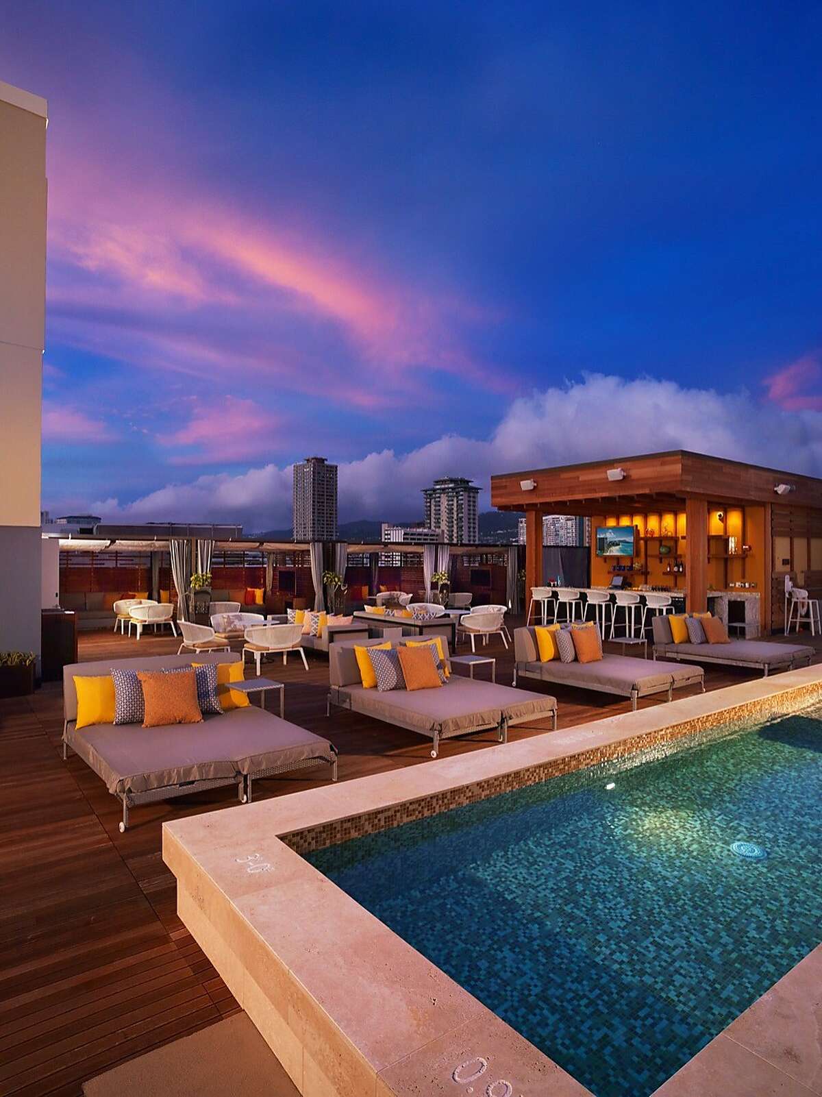 The new Hokulani Waikiki by Hilton Grand Vacations, a renovation and timeshare conversion of the former Ohana Islander Waikiki, claims to have Waikiki's only rooftop pool bar, as well as 143 one-bedroom suites.
