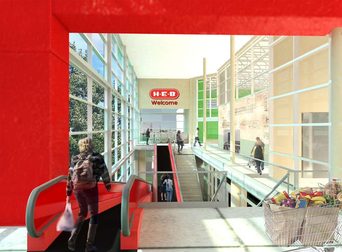 A wide escalator will accommodate shoppers and carts. The escalator will be the company's first in Texas.