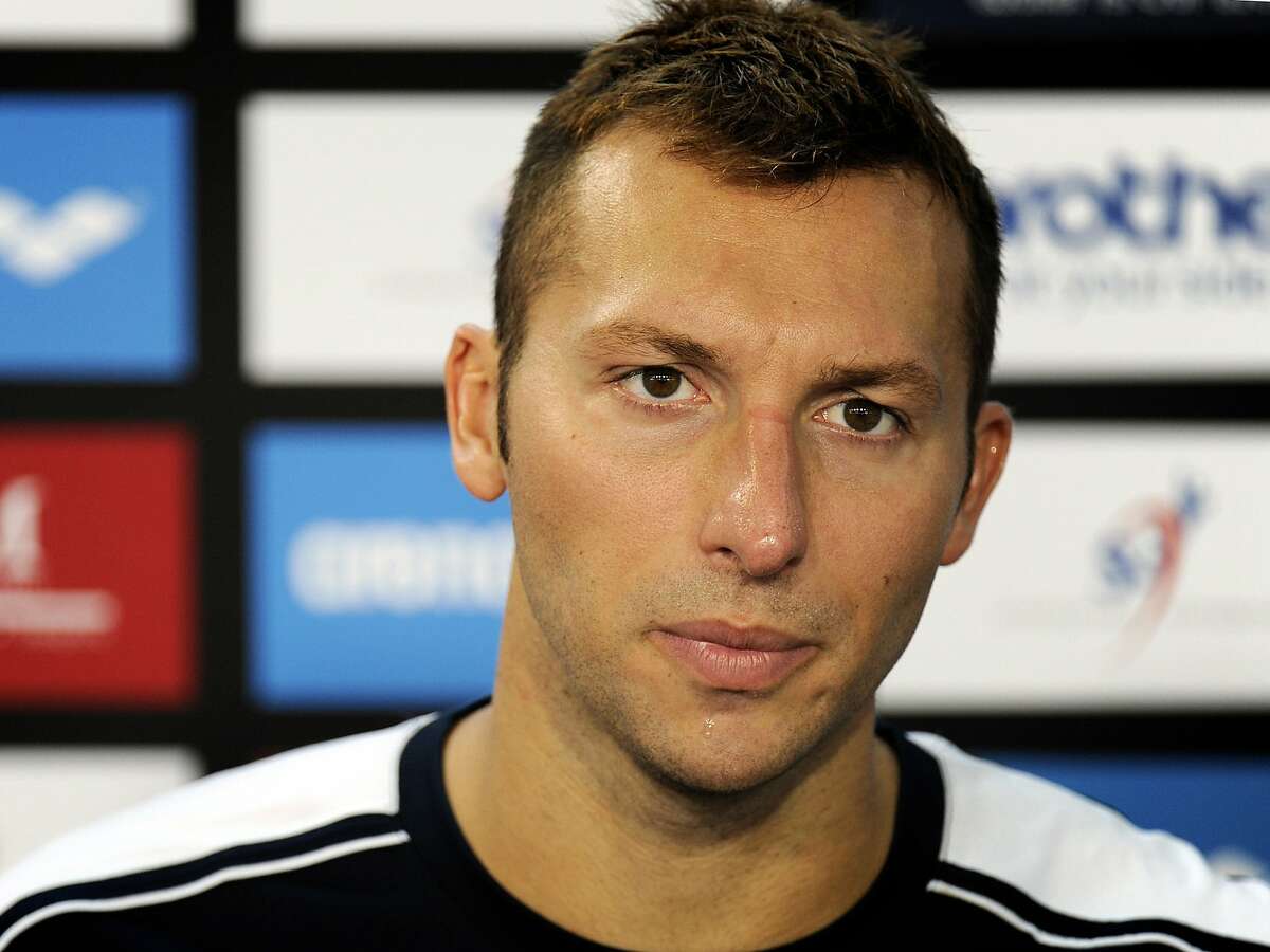 FILE - In this Nov. 5, 2011 file photo, Ian Thorpe, of Australia, speaks during a news conference after failing to qualify for the men's 100-meter butterfly event of the Swimming World Cup in Singapore. The manager of Olympic swimming great Ian Thorpe says the five-time gold medalist is in rehab after being found disoriented on a Sydney street early Monday Feb. 3, 2014 by police responding to a call from residents. James Erskine told the Australian Associated Press that Thorpe was affected by a combination of antidepressants and the painkillers he was taking for a shoulder injury. (AP Photo/Bryan van der Beek, File)