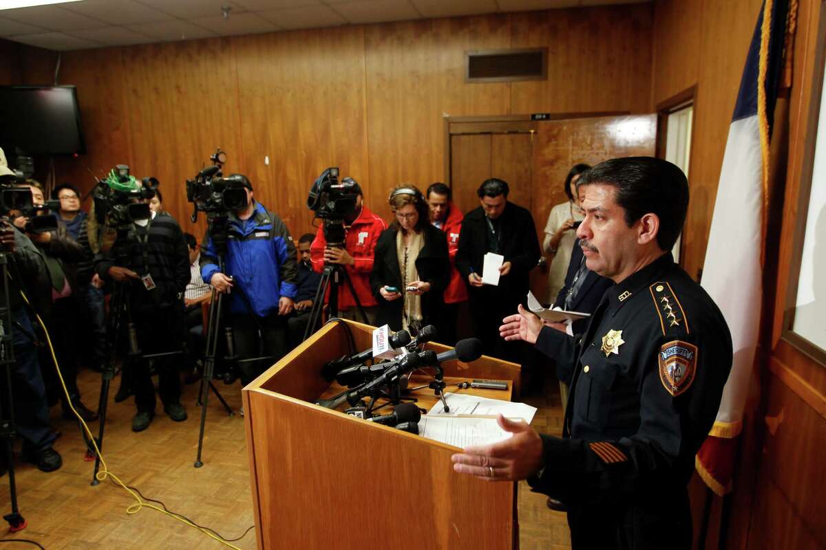 Harris County Sheriff Adrian Garcia speaks at the Harris County Sheriff's Detective Bureau about the investigation where a family of four including two children were shot to death in their Cypress home. Garcia said they need the public's help.