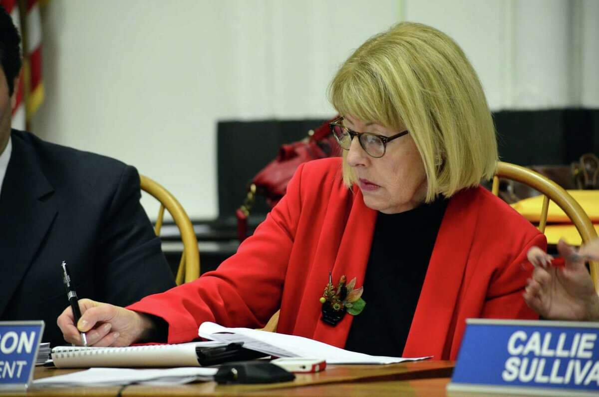 Interim Superintendent Lynne Pierson takes notes at the Board of Education budget hearing on Tuesday, Feb. 4.