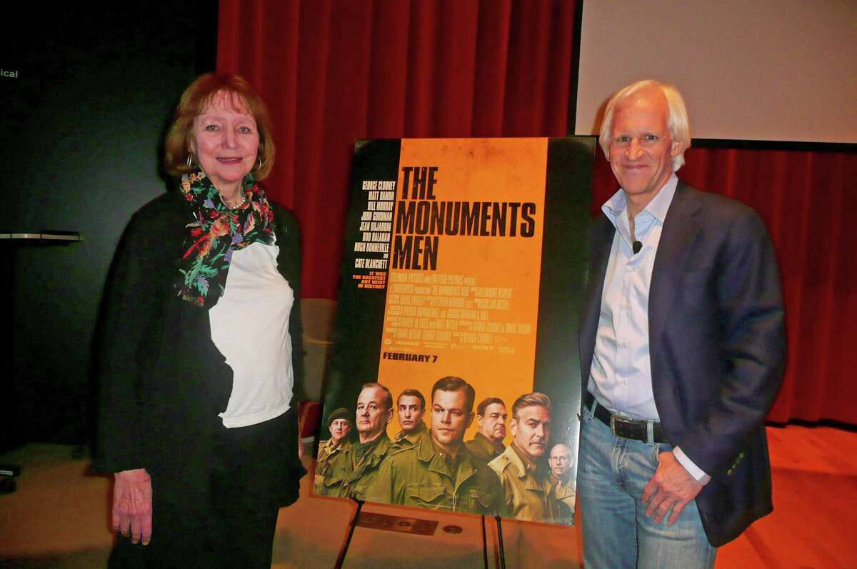 Florence Phillips, left, of Cos Cob, met up recently with Robert Edsel, author of the book, âÄúThe Monuments Men,âÄù which has been made into a major motion picture that premiers Friday in New York City. Phillips' father, the late Mason Hammond, served as the first Monuments Man in World War II, according to Edsel, and was assigned the task of recovering and protecting art stolen by the Nazis.