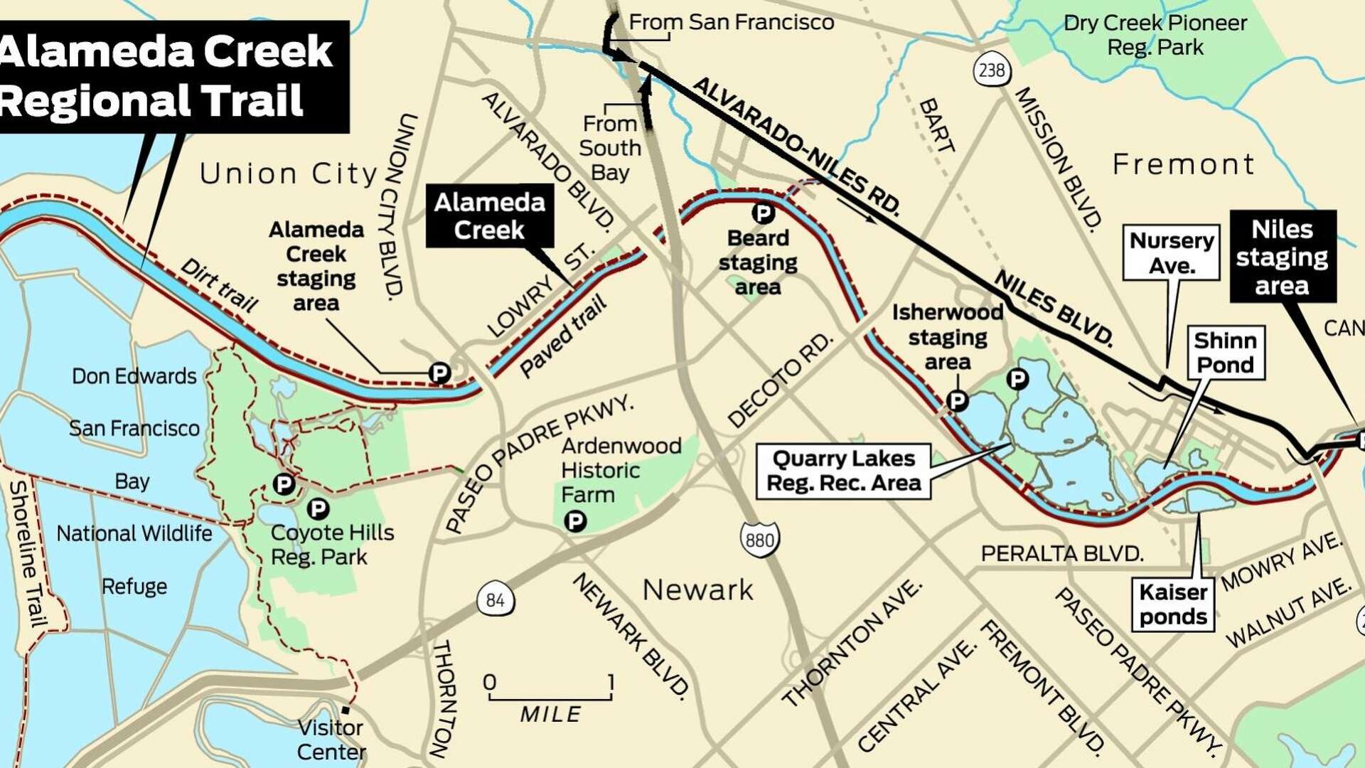 Bike or hike on Alameda Creek Regional Trail