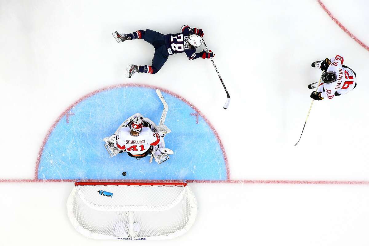 Amanda Kessel #28 of United States scores her team's eigth goal during the Women's Ice Hockey Preliminary Round Group A game on day three of the Sochi 2014 Winter Olympics at Shayba Arena on February 10, 2014 in Sochi, Russia.