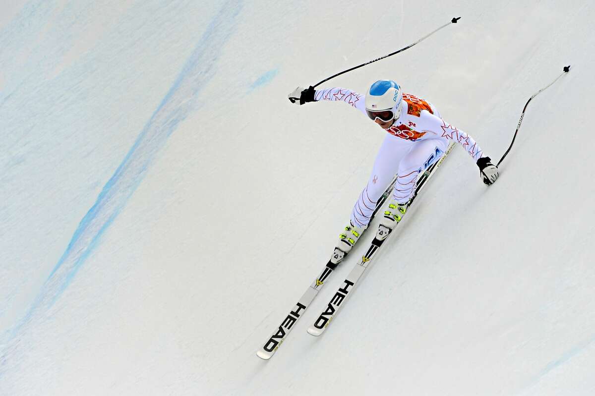 Julia Mancuso of the USA competes during the Alpine Skiing Women's Super Combined at the Sochi 2014 Winter Olympic Games at Rosa Khutor Alpine Centre on February 10, 2014 in Sochi, Russia.