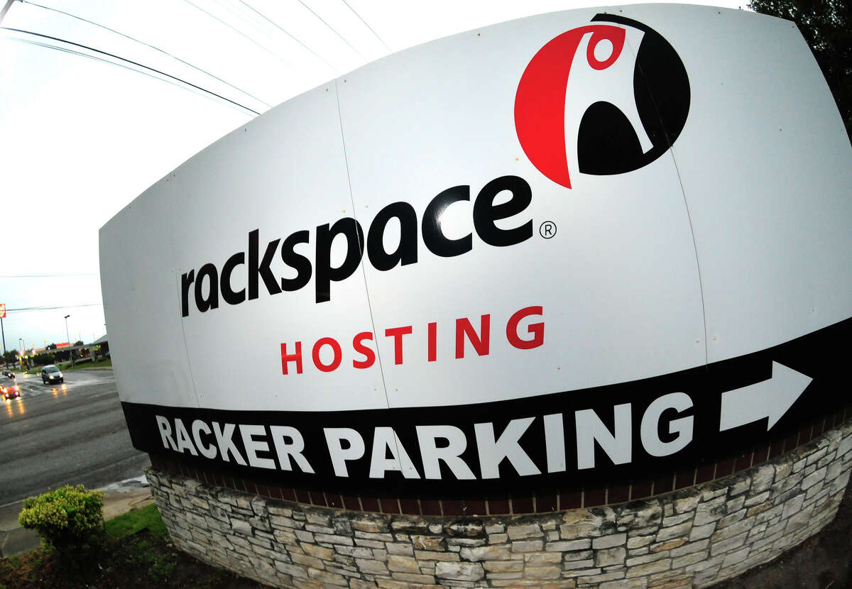 A sign points the way to "Racker parking" at Rackspace Hosting on May 14, 2010.