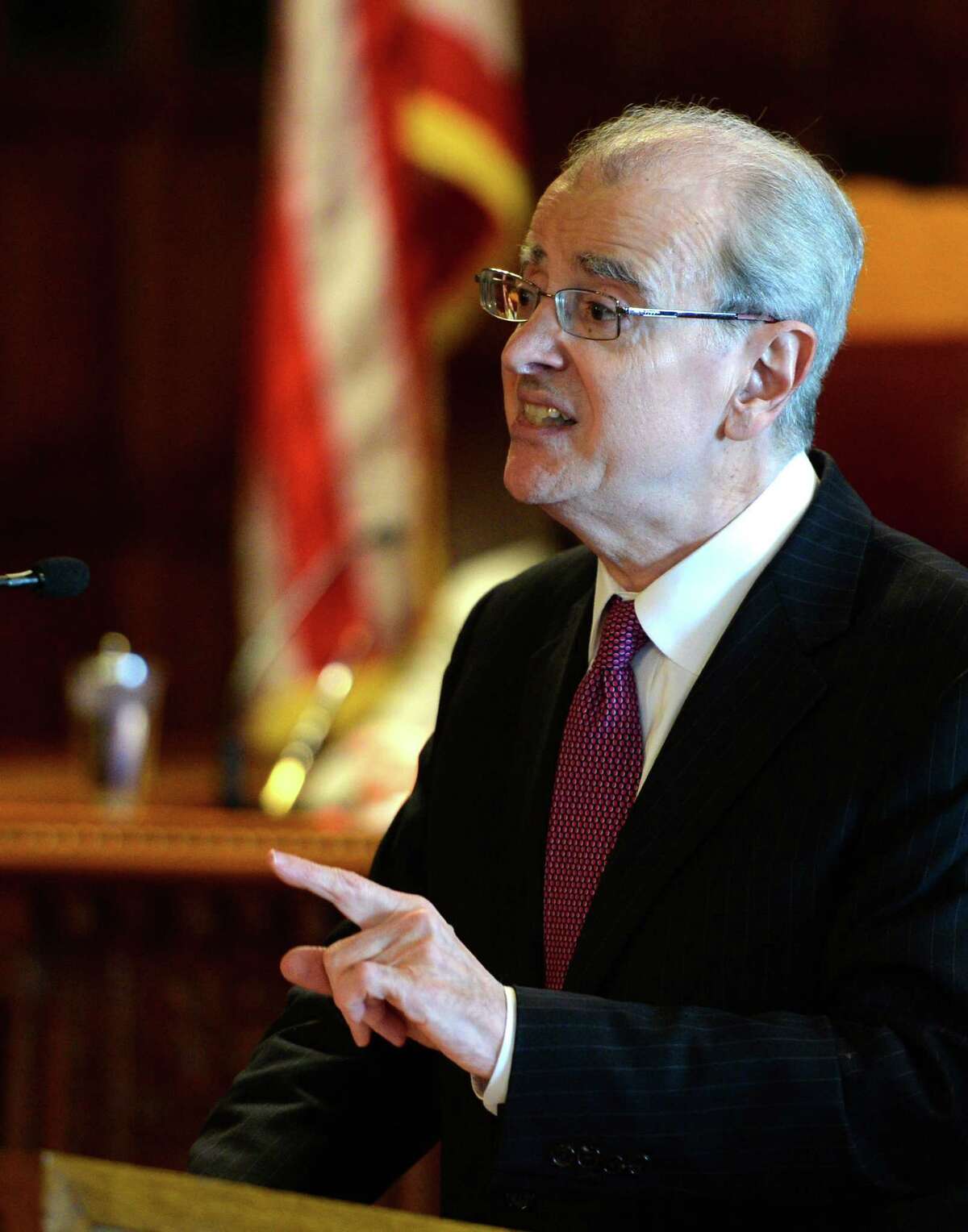 New York State Court of Appeals Chief Judge Jonathan Lippman gives his annual State of the Judiciary address Tuesday afternoon, Feb. 11, 2014, at Court of Appeals Hall in Albany, N.Y. (Skip Dickstein / Times Union)