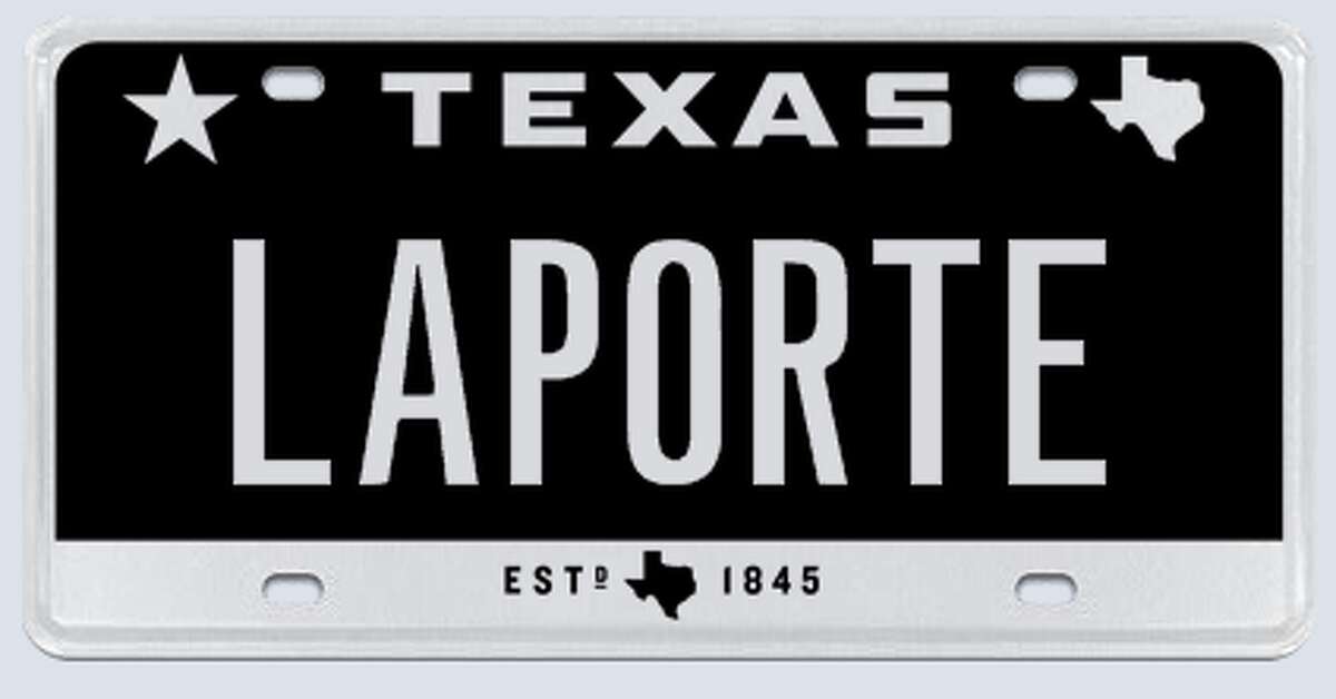 "LA PORTE" is just one of the 20 city-themed vanity plates up for auction through March 3. Click through to see some of the funny and inappropriate plates that have been rejected in Texas.