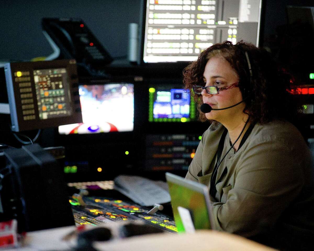 Technical Director Xris Pastore work at NBC in Stamford, Conn., on Thursday, February 13, 2014.