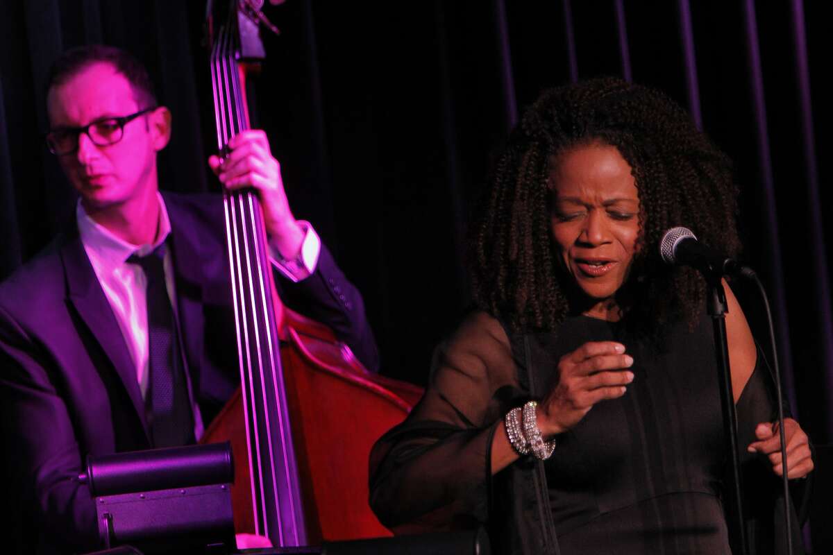 Jazz singer Paula West performs at Feinstein's at The Nikko in San Francisco, Calif., on Thursday, February 13, 2014, wiht bassist Barak Mori.