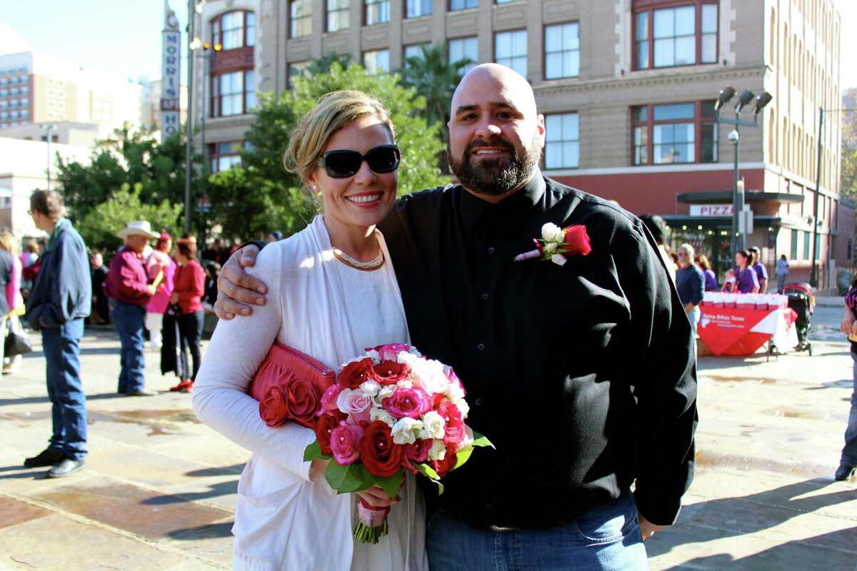Couples got married at the Bexar County Courthouse on Valentine's Day, Feb. 14, 2014.