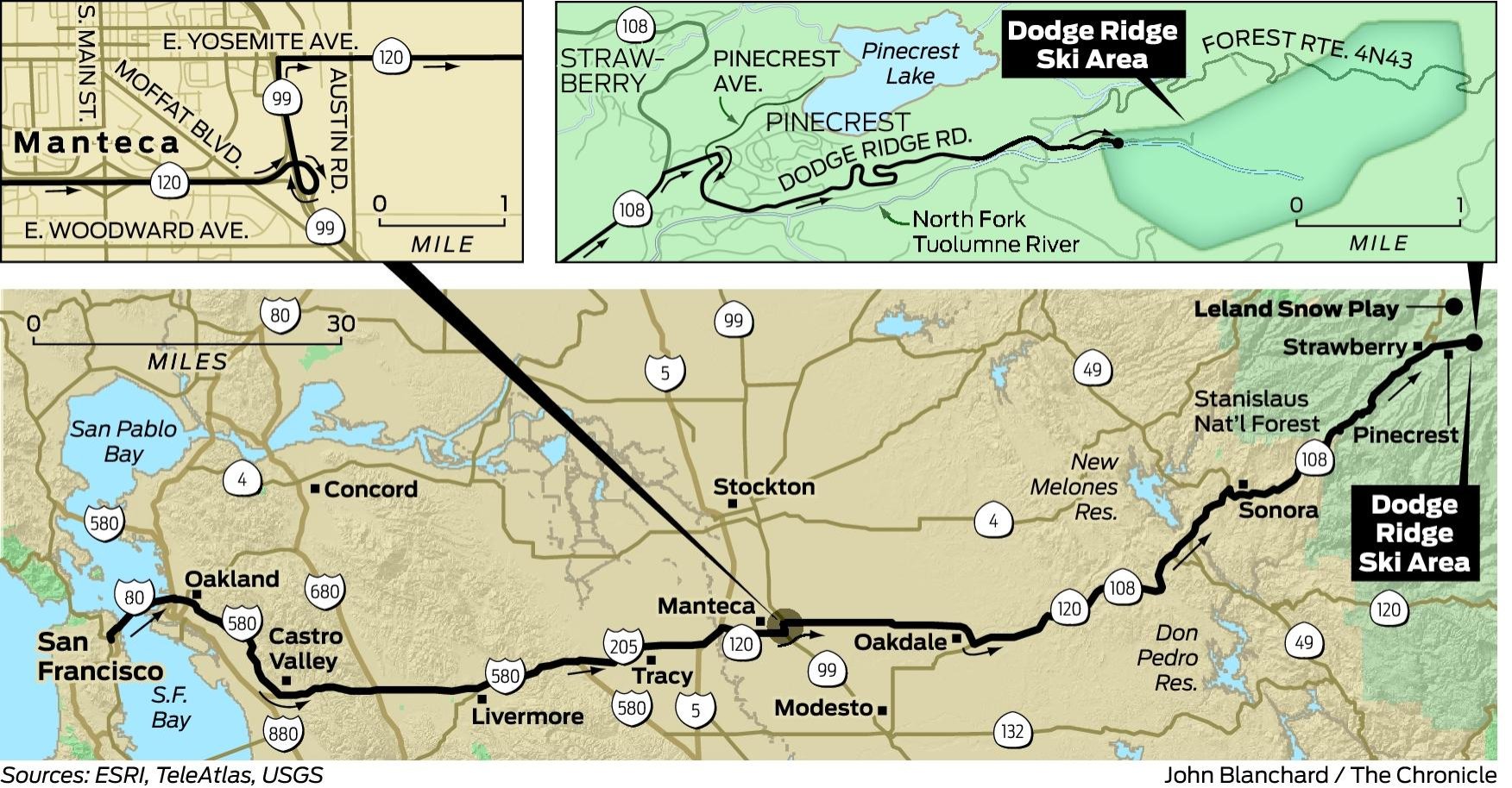 Dodge Ridge skiing 3 hours or less from Bay Area