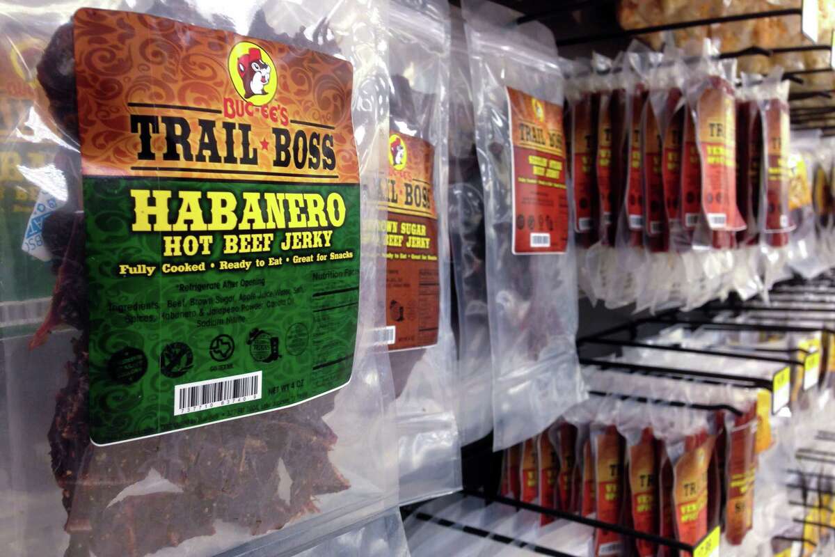 JERKY: Nothing says "ROAD TRIP, BRO!" like eatin' chewy meat, and Buc-ee's has lots of it.