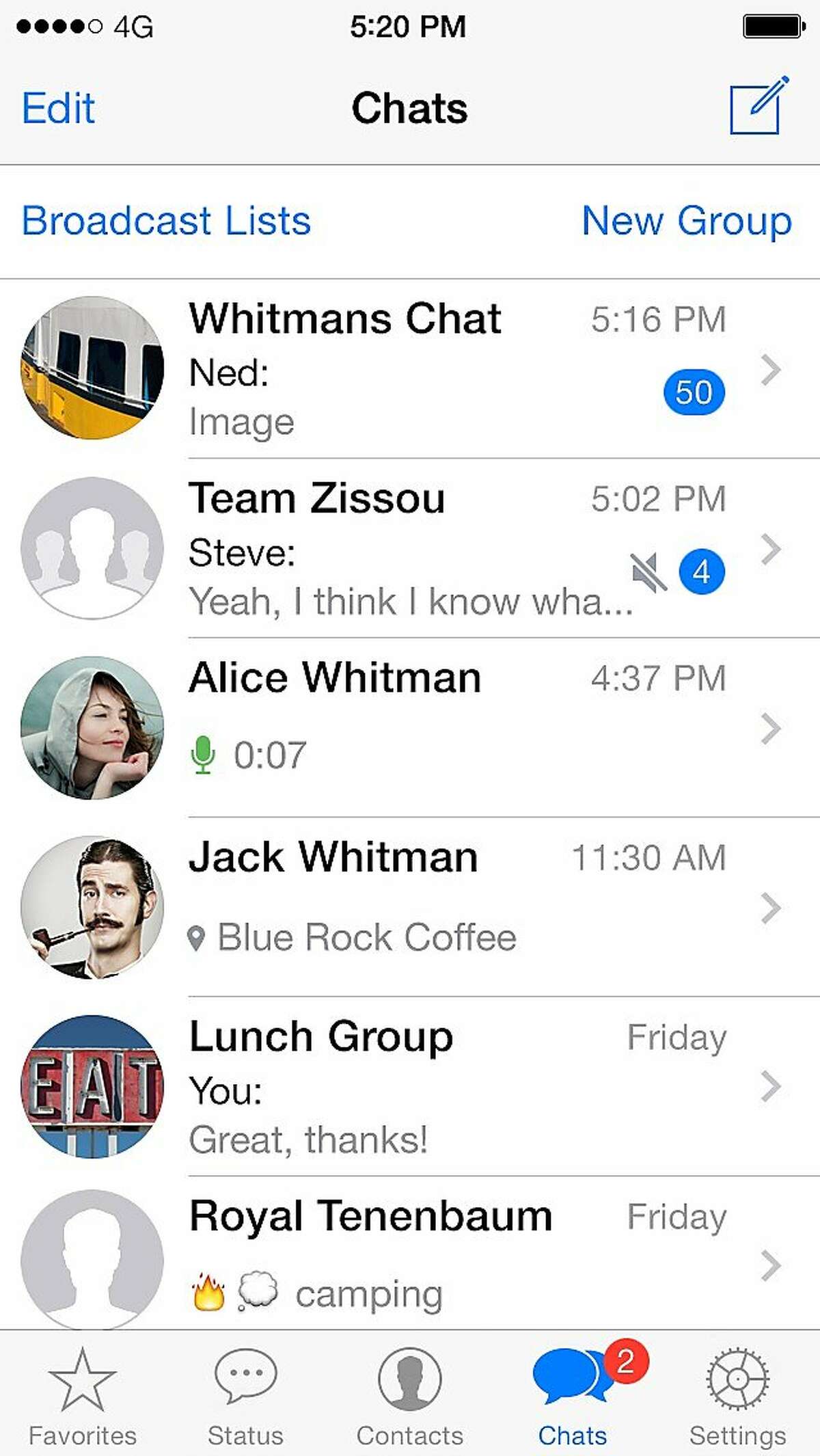 Screenshots of Whatsapp's mobile chat app for various platforms.