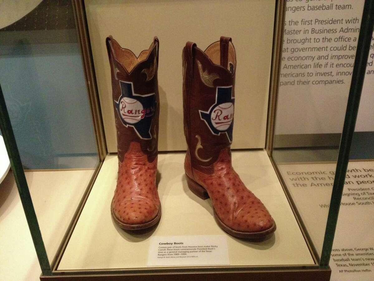 The George W. Bush Presidential Library and Museum opened on the campus of Southern Methodist University in Dallas in spring 2013, and includes a collection of personal items, including a pair of Texas Rangers boots. (Azra Haqqie)