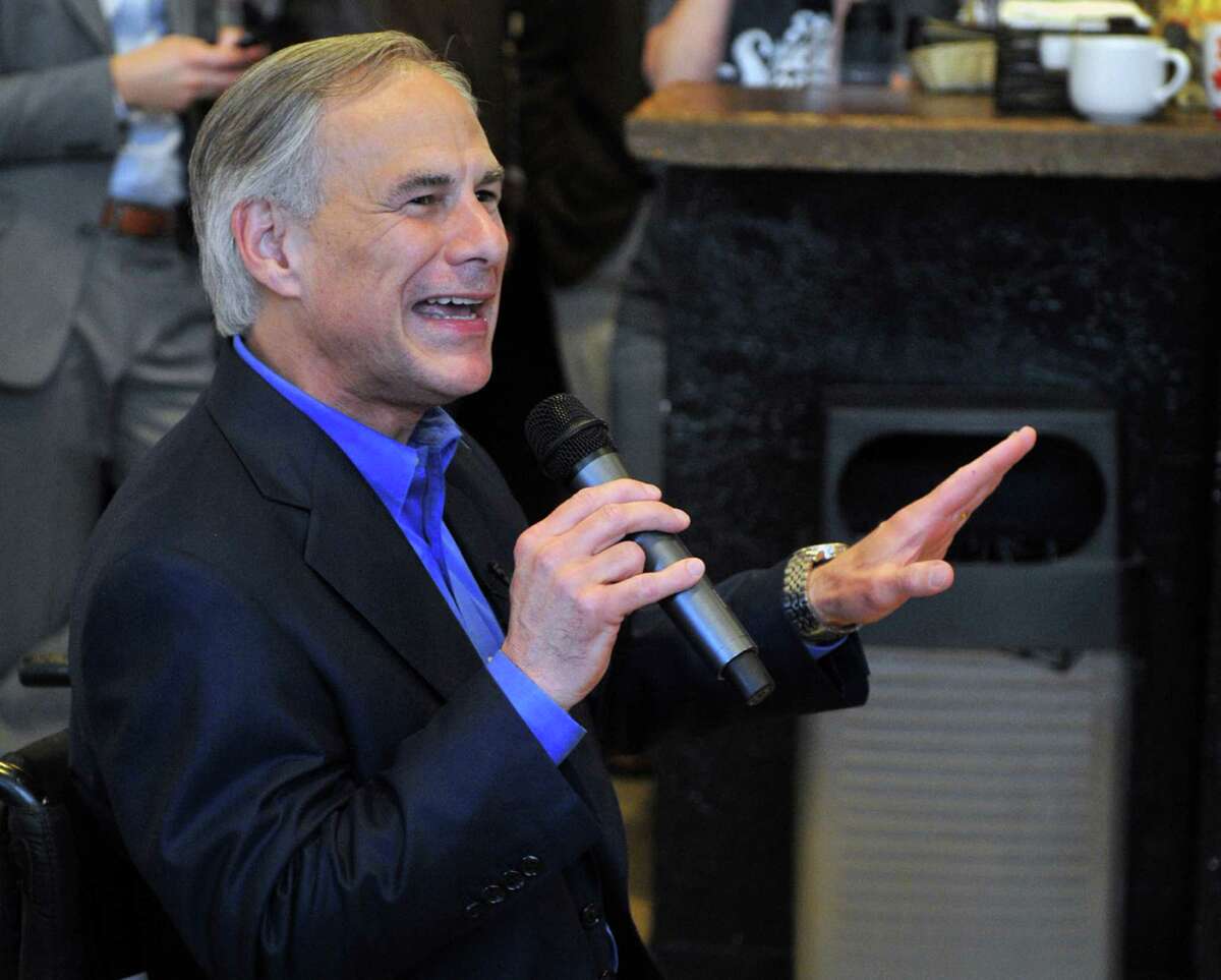 Attorney General Greg Abbott speaks to a group of supporters Tuesday, Feb. 18, 2014, during a campaign stop in his hometown of Wichita Falls, Texas. Abbott has been joined along the campaign by rocker Ted Nugent. (AP Photo/Wichita Falls Times Record News, Torin Halsey)