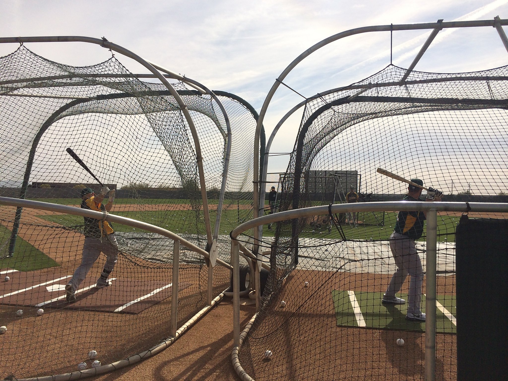 Spring training features batting practice with a twist