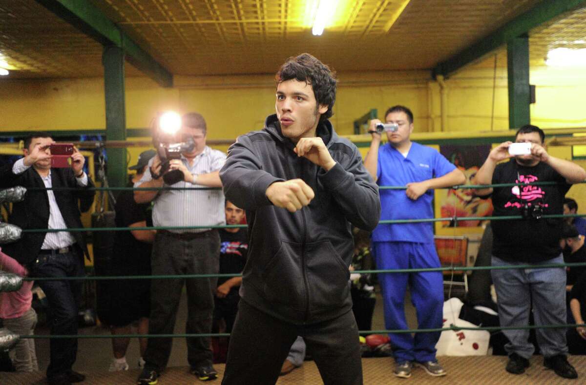 Julio Cesar Chavez Jr. works out on Tuesday, Feb. 25, 2014, at Zarzamora Street Gym in preparation for his rematch with Bryan Vera in the Alamodome on Saturday.
