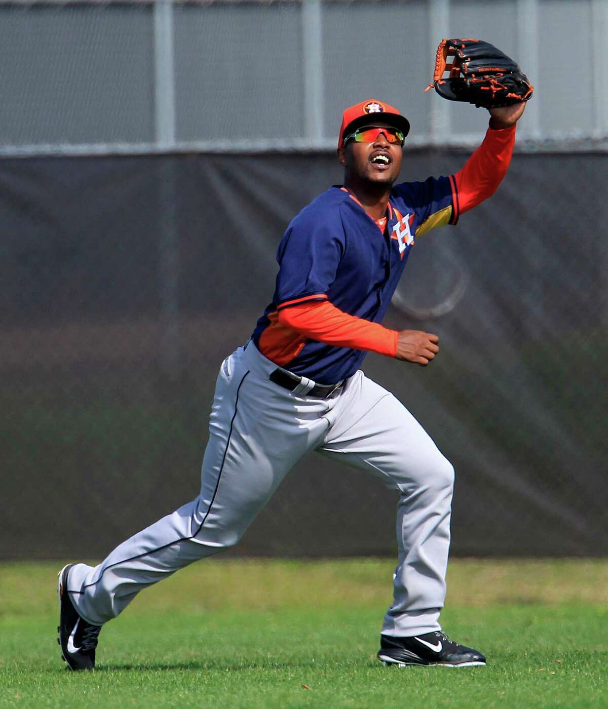 Houston Astros outfielder L.J. Hoes (28) during a spring training