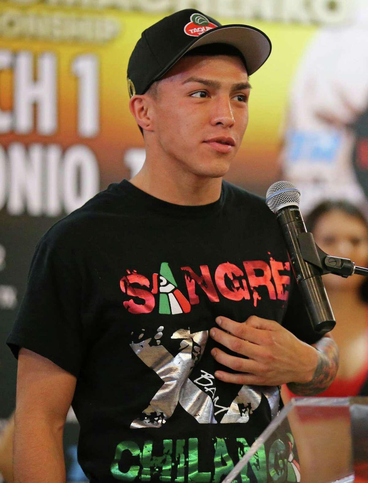 Ivan Najera speaks during a press conference Thursday Feb. 27, 2014 at Market Square. Najera is scheduled to fight Angel Hernandez Saturday March 1, 2014 at the Alamodome part of the undercard of the Julio Cesar Chavez Jr. vs. Bryan Vera rematch.