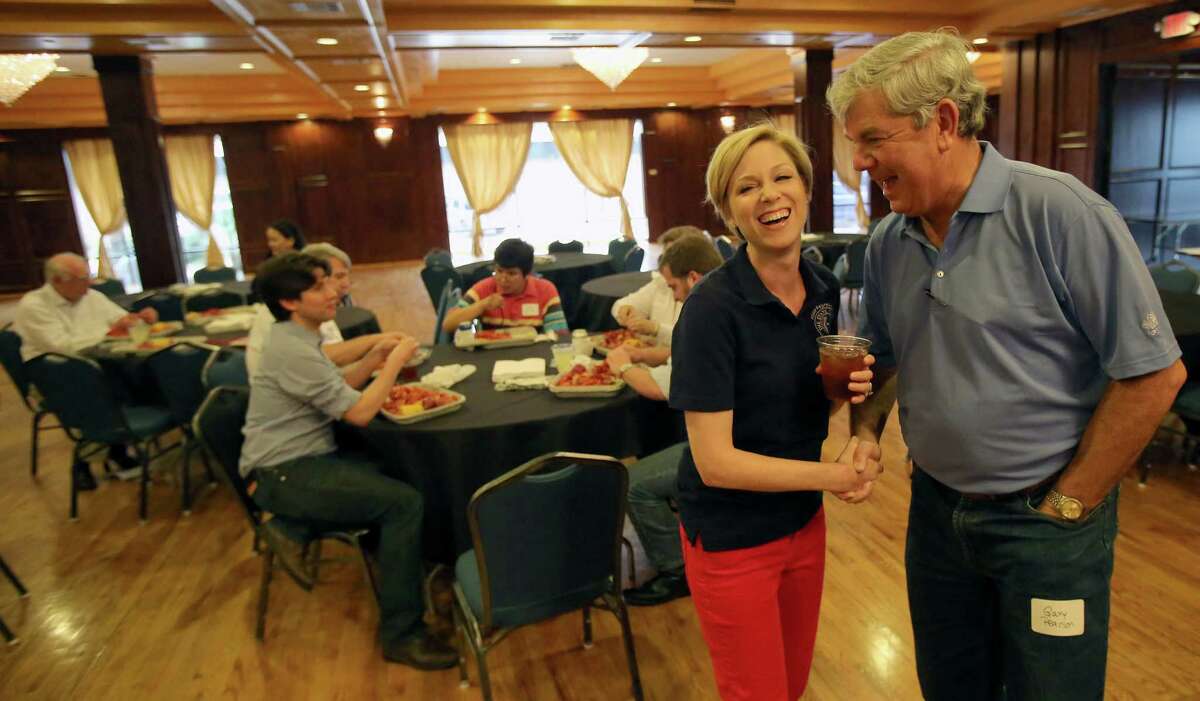Gary Pearson is one of many voters District 134 House Rep. Sarah Davis greeted at a crawfish boil.