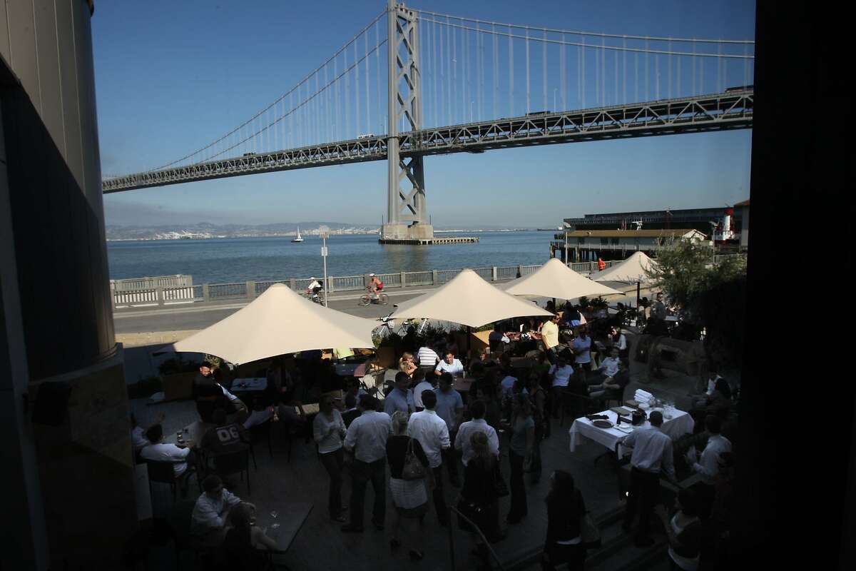 Outside patio of Epic Roasthouse restaurant on the waterfront on Friday, April 11, in San Francisco, Calif. Photo by Liz Hafalia / San Francisco Chronicle