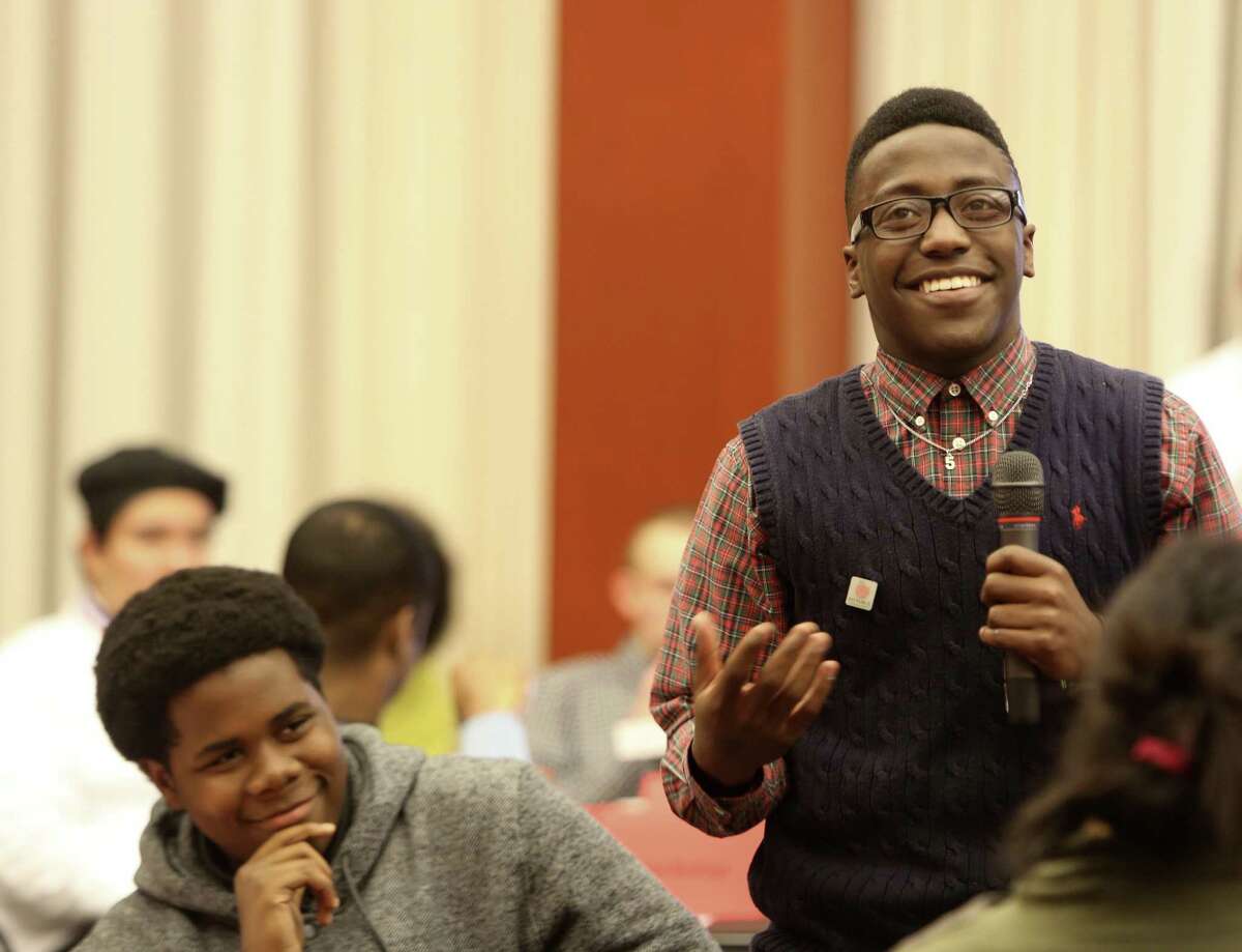 Jauwan Hall speaks during University of Pennsylvania Professor Chris Phillips' “Constitution Café” event. The premise is to assemble a group of people, usually over pastry and coffee, to discuss the Constitution as a living document.