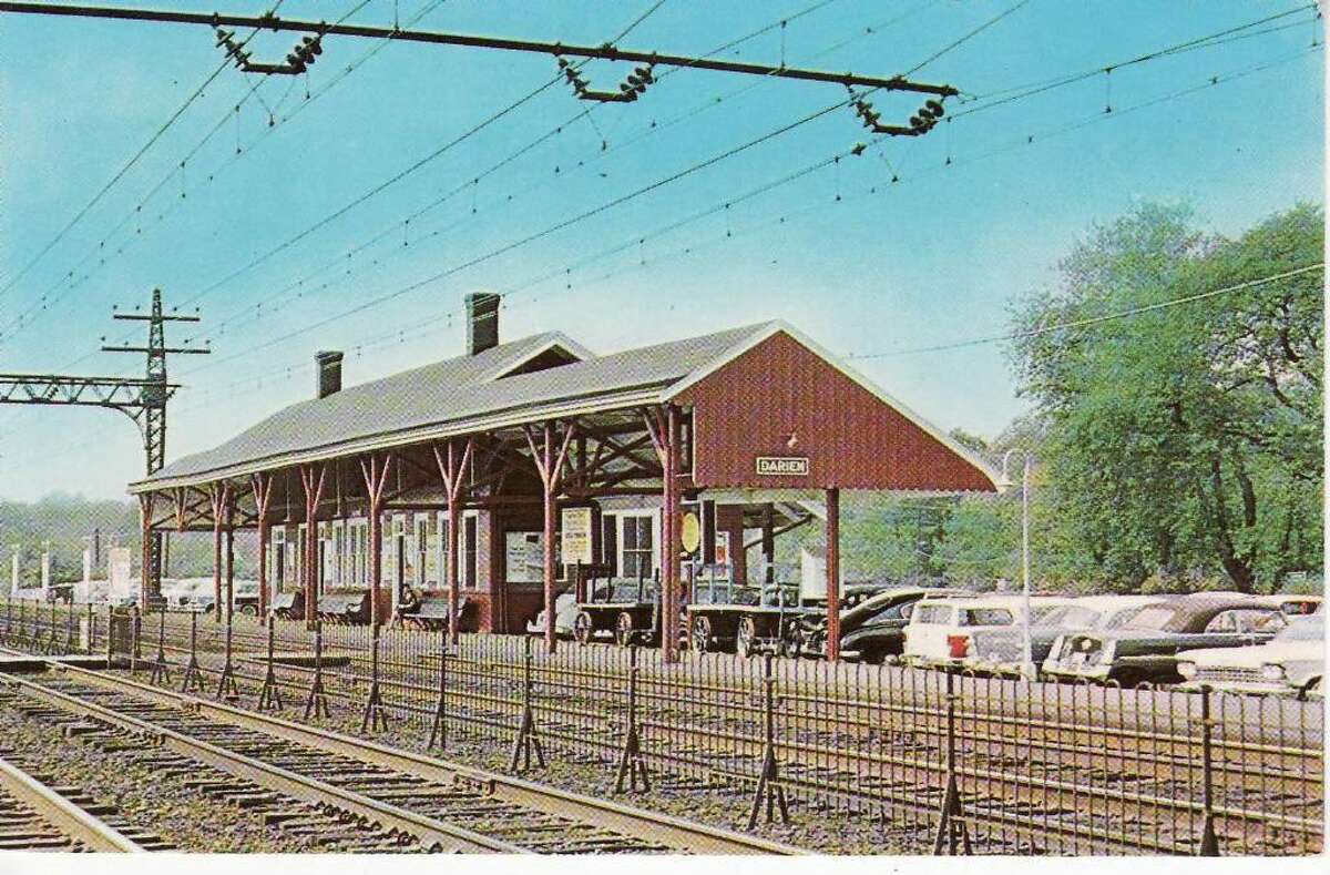 The Darien Train Station was originally built in 1894; this postcard was created after the railroad transitioned to electric service in 1914.