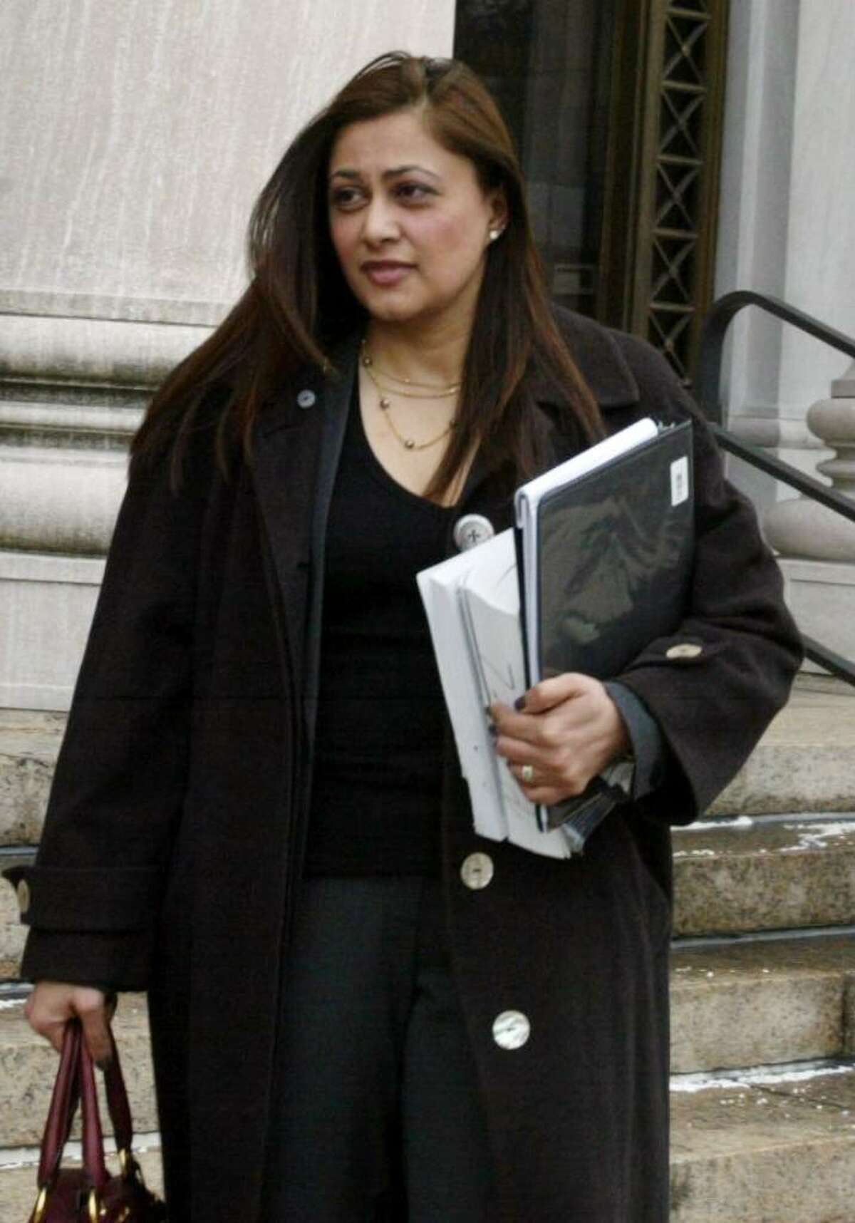 Assistant U.S. Attorney Krishna Patel, leaving the Federal Courthouse in New Haven on Feb. 2, 2010. Patel has developed an expertise in sexploitation cases.