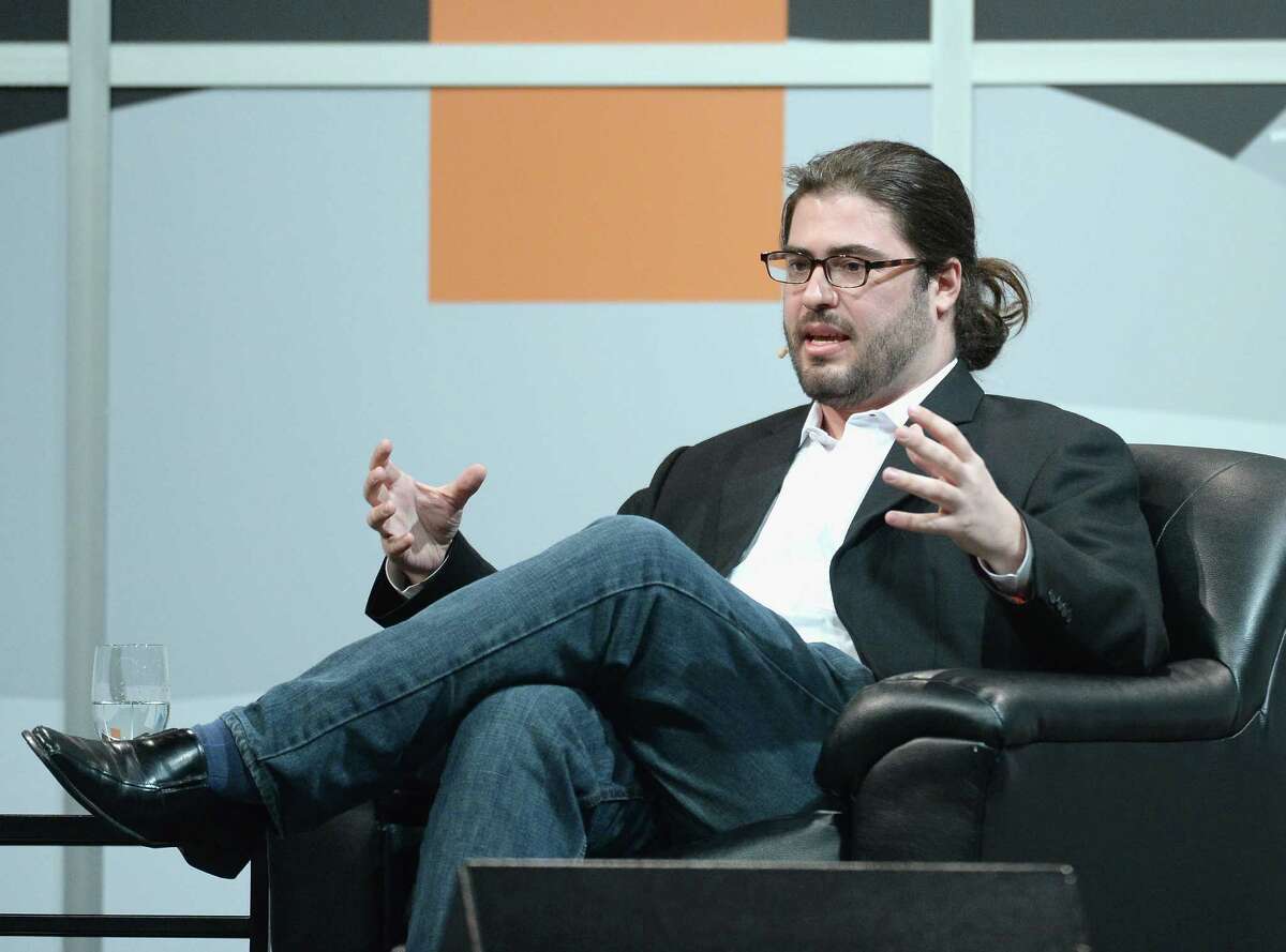 AUSTIN, TX - MARCH 10: Christopher Soghoian from the ACLU speaks at the "Virtual Conversation With Edward Snowden" during the 2014 SXSW Music, Film + Interactive Festival at the Austin Convention Center on March 10, 2014 in Austin, Texas.