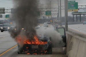 Car goes up in flames on I-37