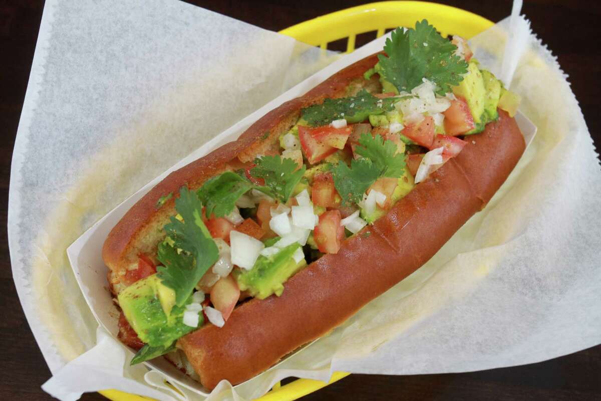 (For the Chronicle/Gary Fountain, March 6, 2014) Guac-A-Dog at Good Dog restaurant.