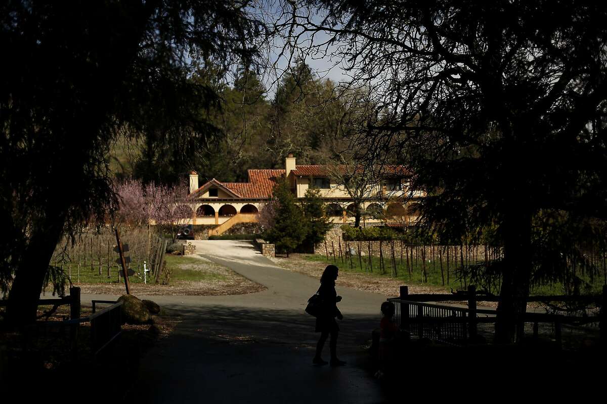 Jen Robinson, of San Jose, walks past the estate at the Von Strasser Winery in Calistoga, Calif., on Saturday, March 1, 2014.