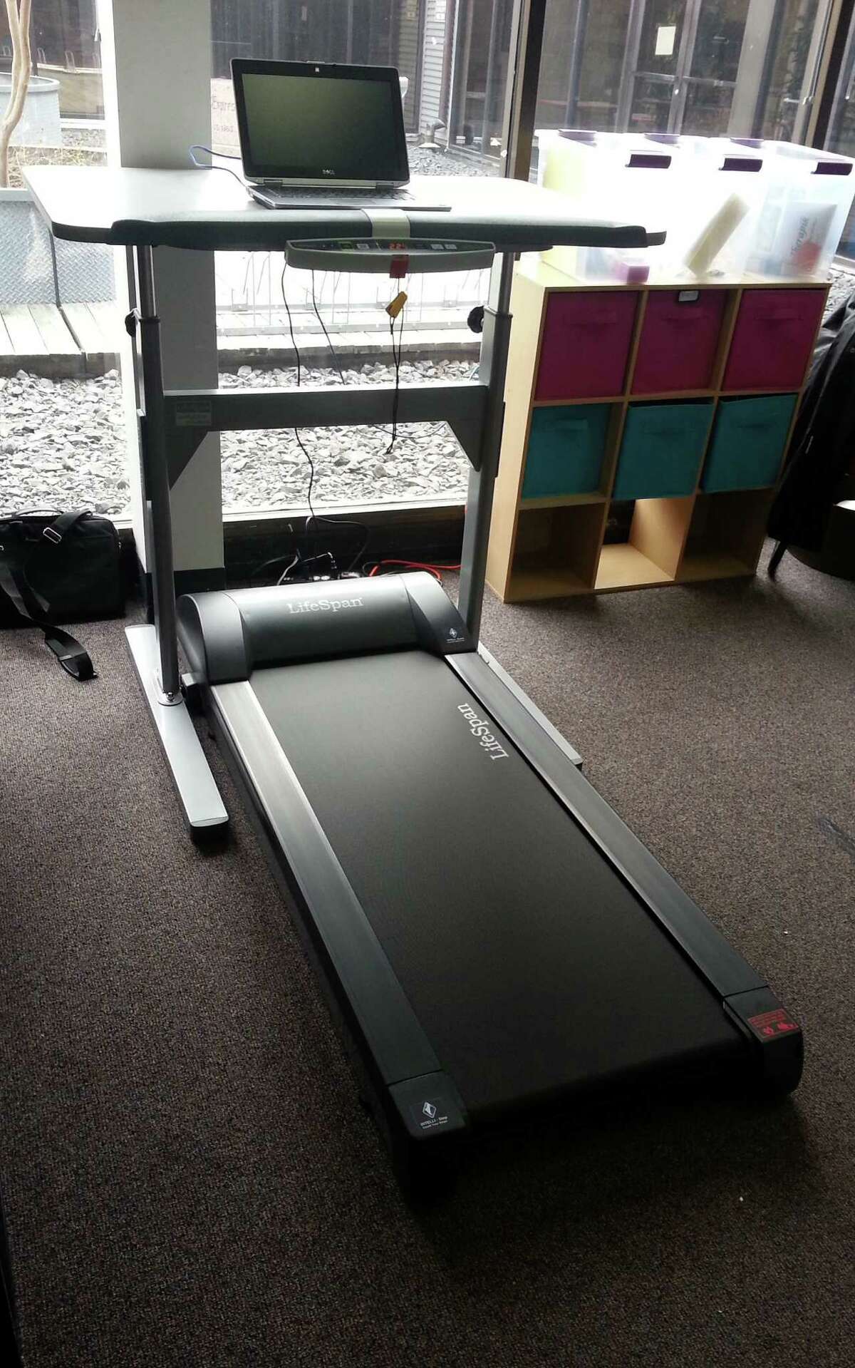 A Lifespan TR1200-DT5 Treadmill Desk allows one to exercise while working.