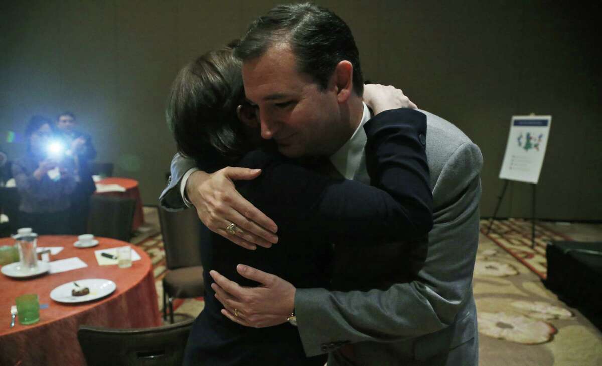 Sen. Ted Cruz received the embrace of Susan B. Anthony List President Marjorie Dannenfelser and other anti-abortion advocates at the “Campaign for Life Gala and Summit” in Washington.