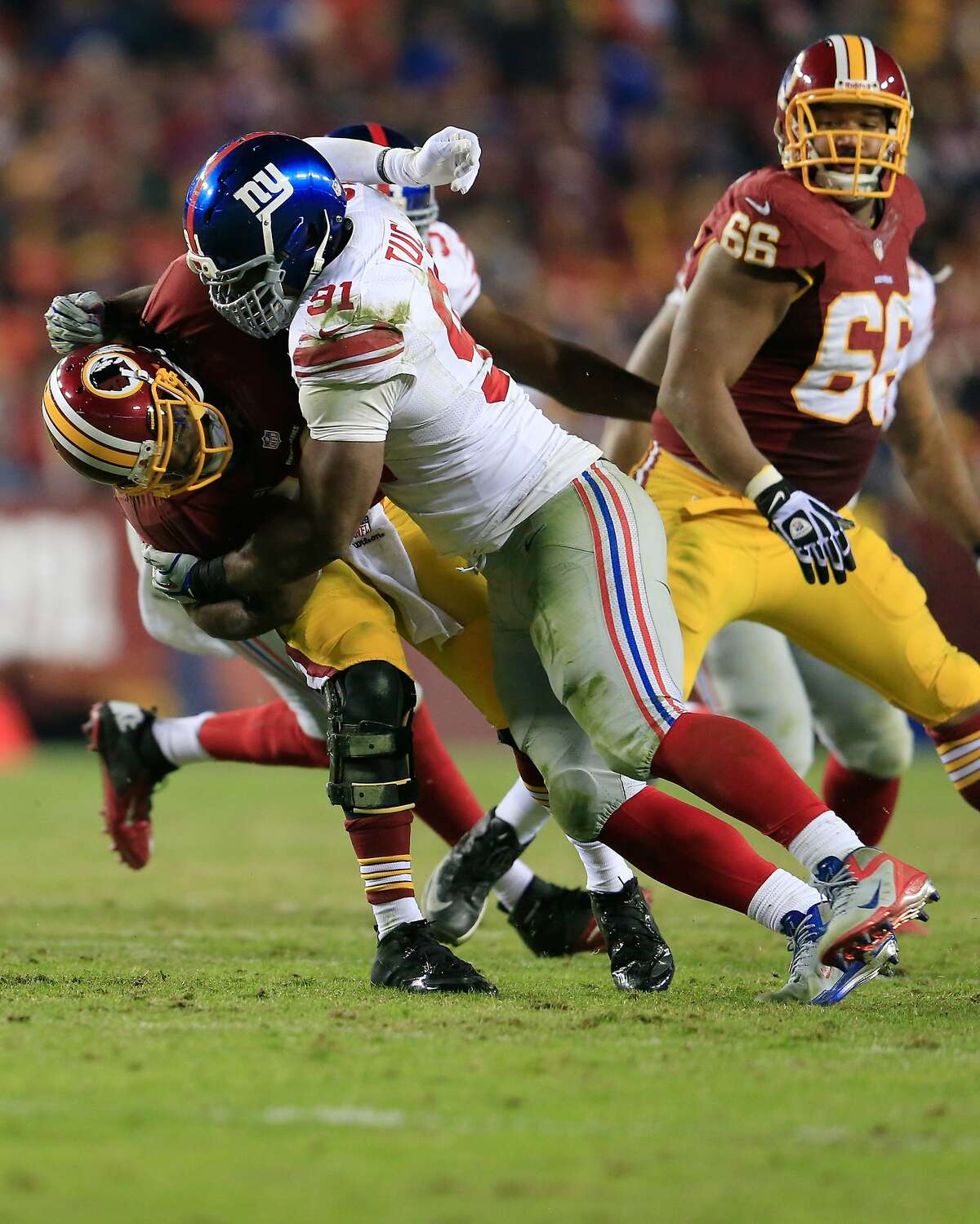 New York Giants defensive end Justin Tuck (91) during player