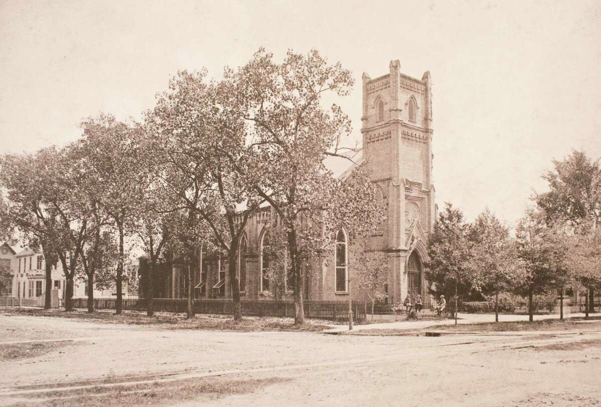 Second Christ Church, built in 1859 facing Texas Avenue at the corner of Fannin Street, March 13, 2014 in Houston on display at Treebeards.