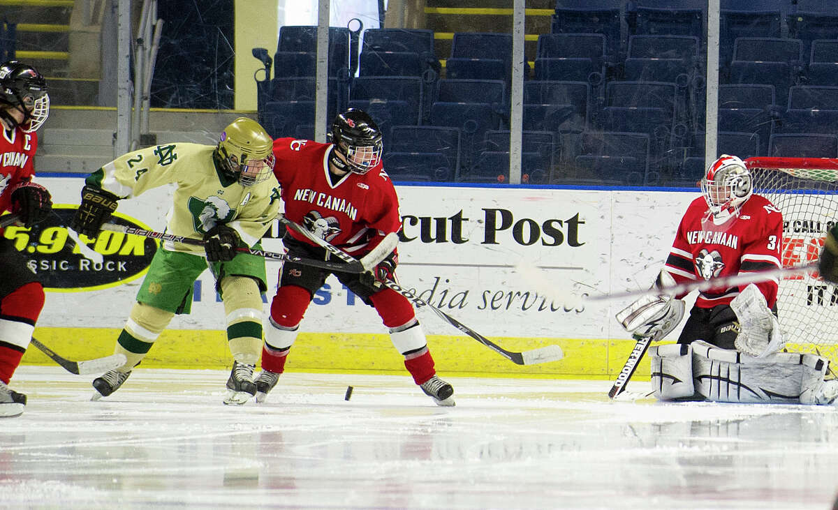 Saturday's Division I semifinal game between New Canaan and Notre Dame-West Haven at Webster Bank Arena in Bridgeport, Conn., on March 15, 2014.