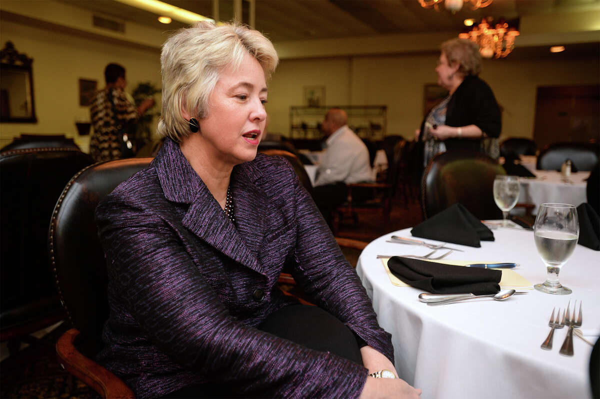 Houston Mayor Annise Parker spoke to the lesbian, gay and transgender group at the Beaumont Club Thursday night. Parker said the gay community has come a long way, but still has a way to go to be treated as equals. Photo taken Thursday, March 20, 2014 Guiseppe Barranco/@spotnewsshooter