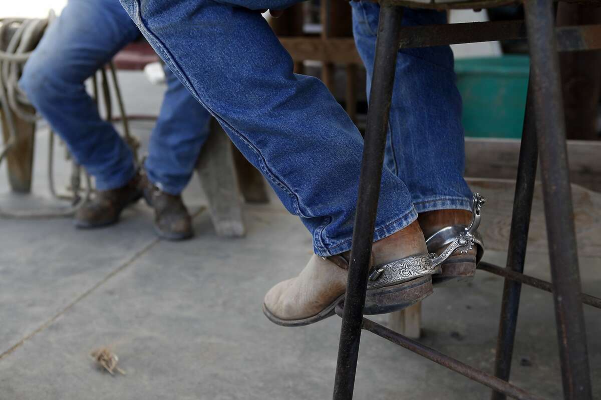 Jack Mitchell, right, sits and talks with his friend Larry Curtsinger after they moved cattle on Jack's ranch in Alpaugh, CA, Thursday, March 20, 2014. Farmer Jack Mitchell has sold about 2000 acres of his ranch to the Atwell Island Sanctuary which, through the Bureau of Land Management, is turning former farm land in the San Joaquin Valley back to it's natural pre-agraculture state.