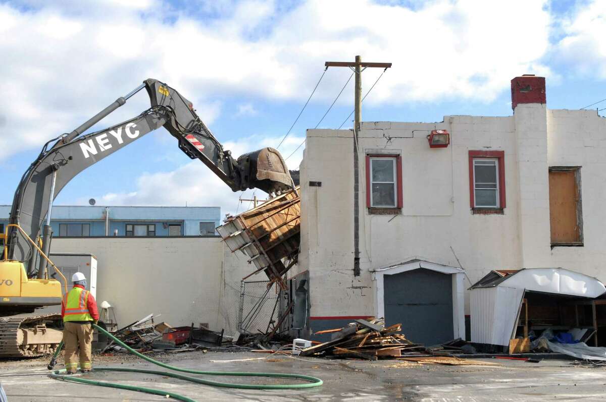 Demolition on DeYulio's Sausage Company at 384 Elm Street and Myrtle Ave in Stamford, Conn. started on on Monday, March 24, 2014 as part of the Urban Transitway project. The demolition is expected to end by Friday, March 28.