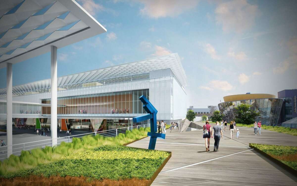 The proposed expansion to the Moscone Convention Center would replace the current pedestrian bridge above Howard Street with a new landscaped passage intended to be an attraction in itself.